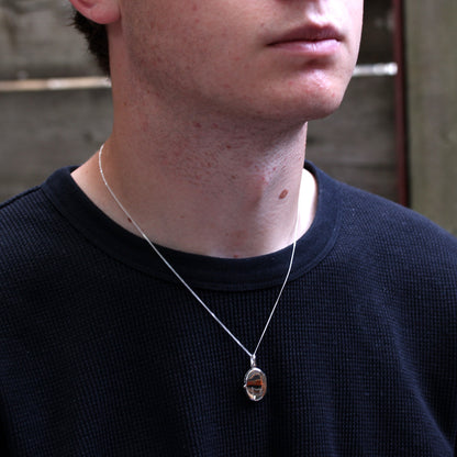 Sterling Silber ovales Medaillon mit Gravur an einer Kette 16 - 22 Zoll