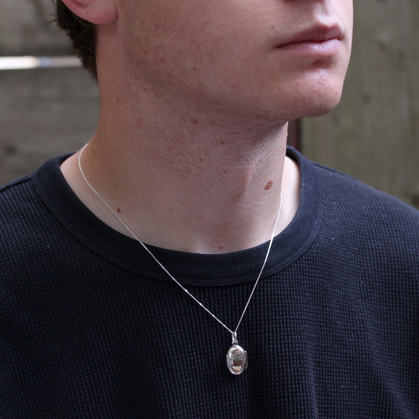 Sterling Silber gravierbares ovales Medaillon 16 - 22 Zoll