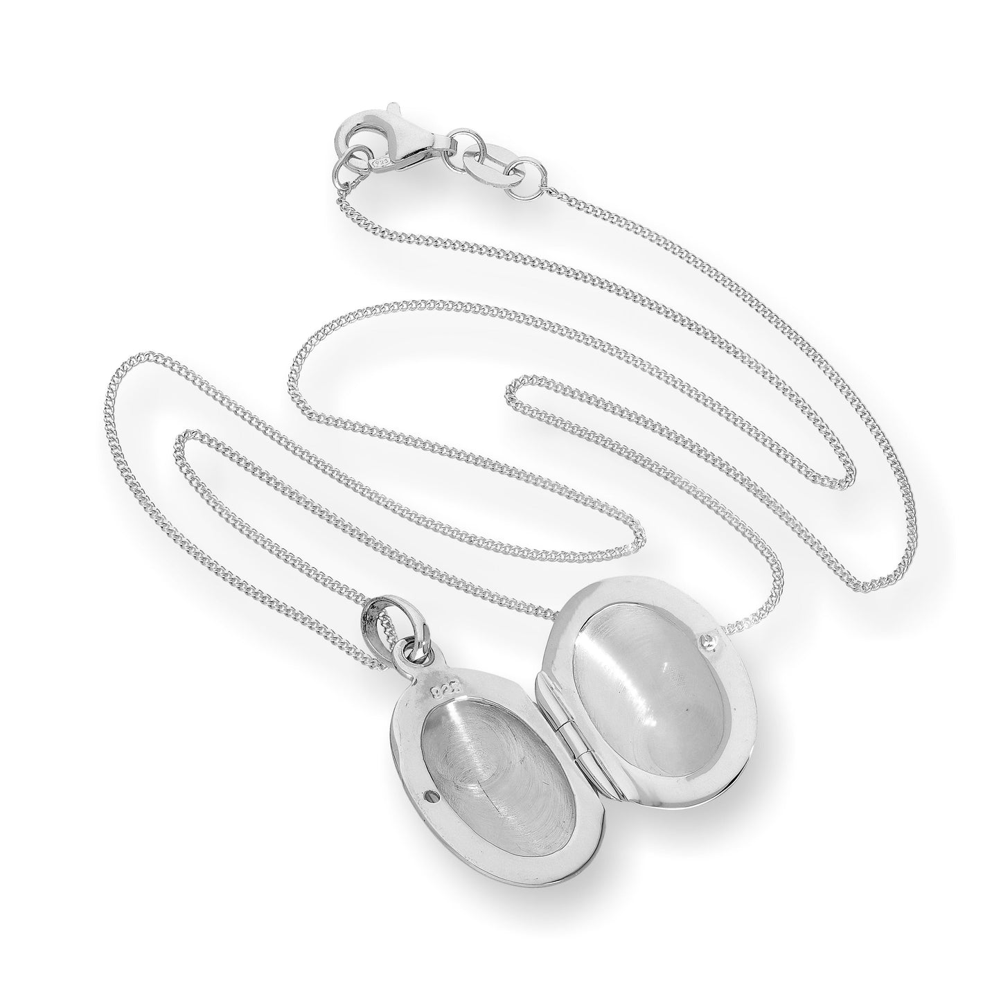 Sterling Silber gravierbares ovales Medaillon 16 - 22 Zoll