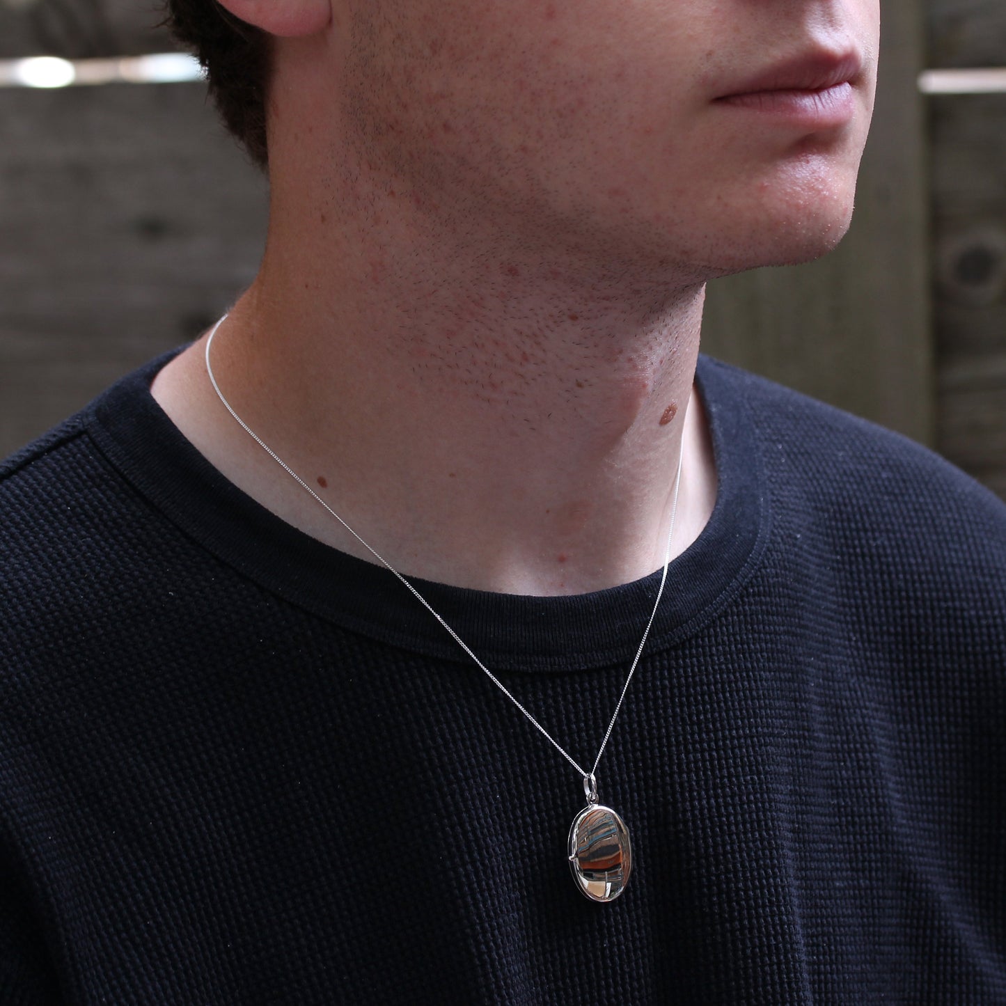 Sterling Silber ovales gravierbares Medaillon 16 - 22 Zoll