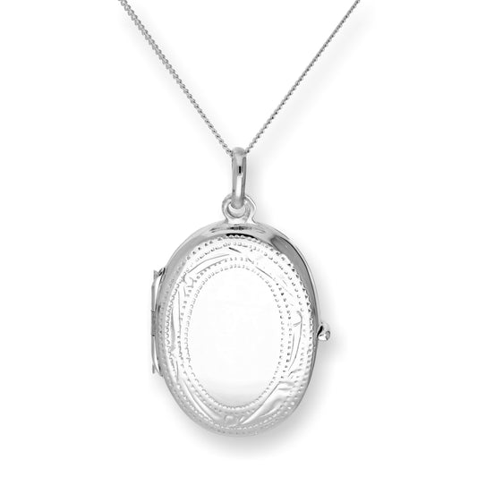 Sterlingsilber Oval Graviert Medaillon 40,5 - 56cm