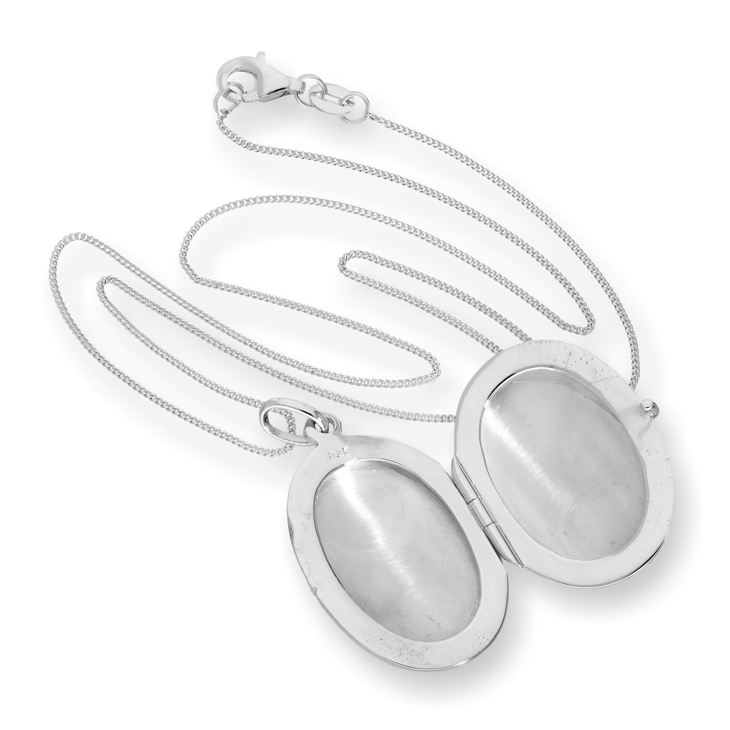 Sterling Silber ovales Medaillon mit Gravur 16 - 22 Zoll