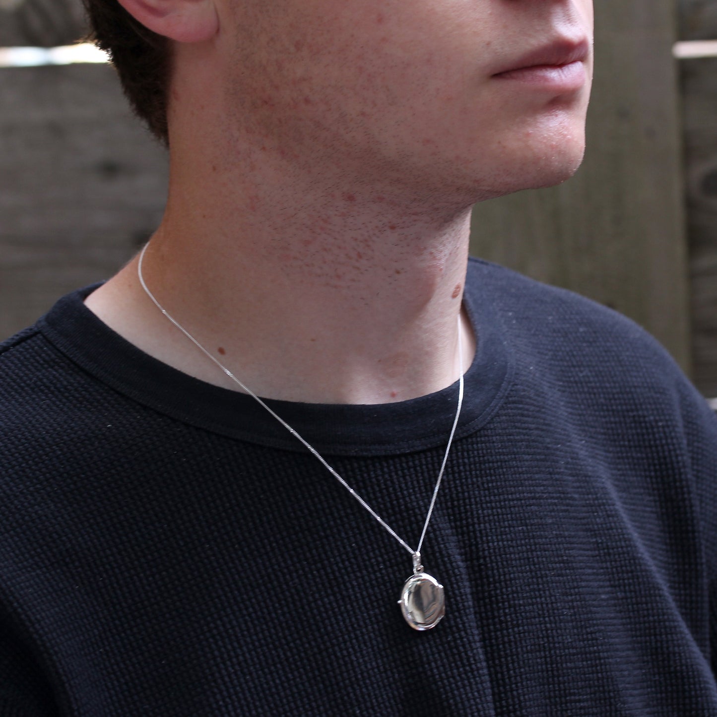 Sterling Silber ovales Medaillon zum Gravieren 16 - 22 Zoll