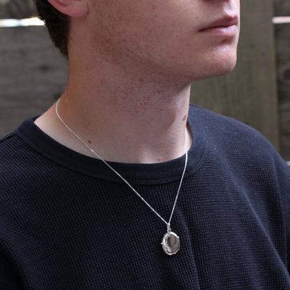 Sterling Silber ovales Medaillon zum Gravieren 16 - 22 Zoll