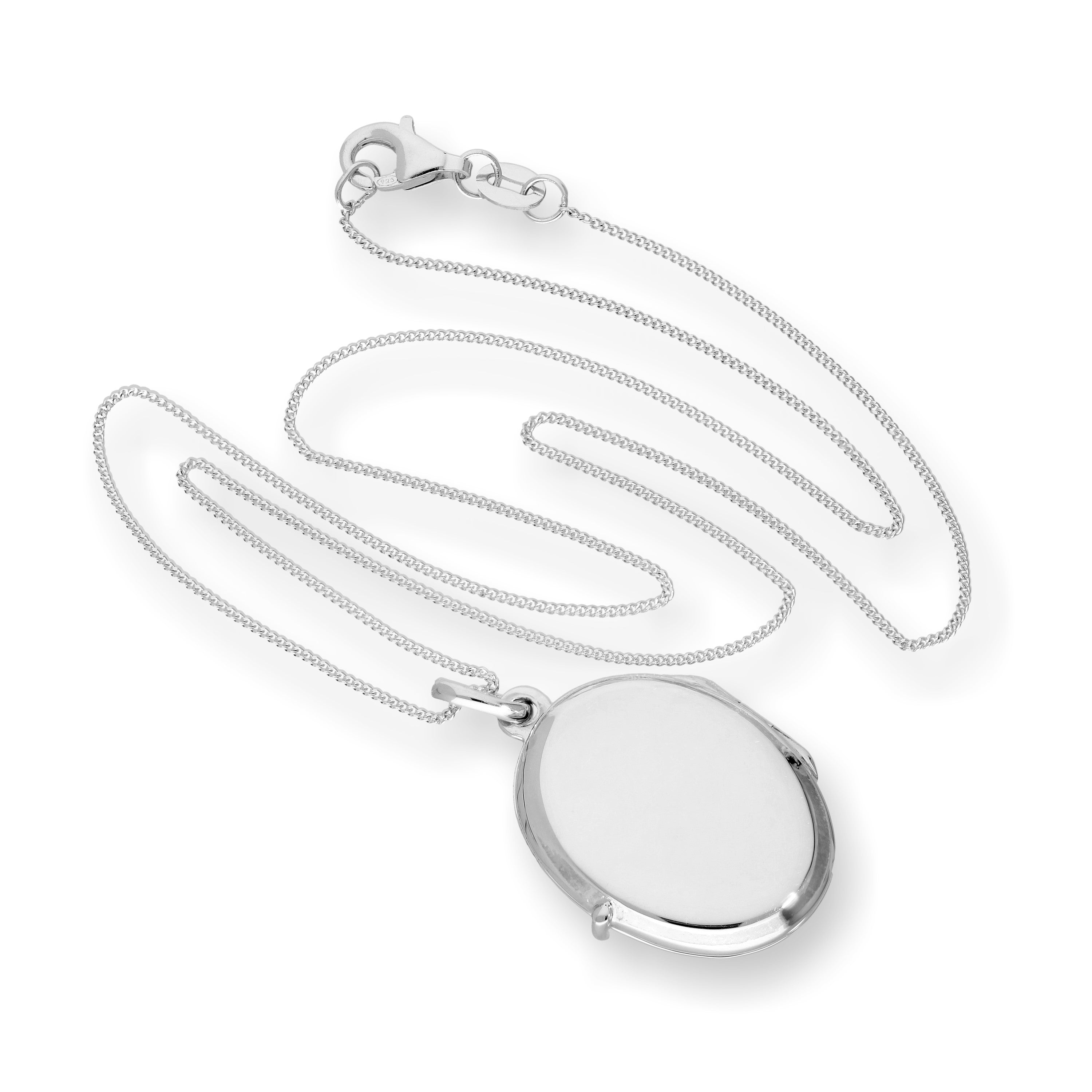 Sterlingsilber ovales Medaillon zum Gravieren 16 - 22 Zoll