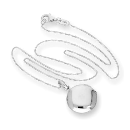 Sterling Silber Gravierbares Rundes Medaillon an Kette 16 - 22 Zoll