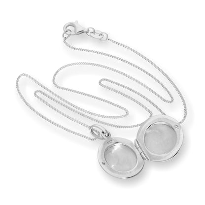 Sterling Silber Gravierbares Rundes Medaillon an Kette 16 - 22 Zoll