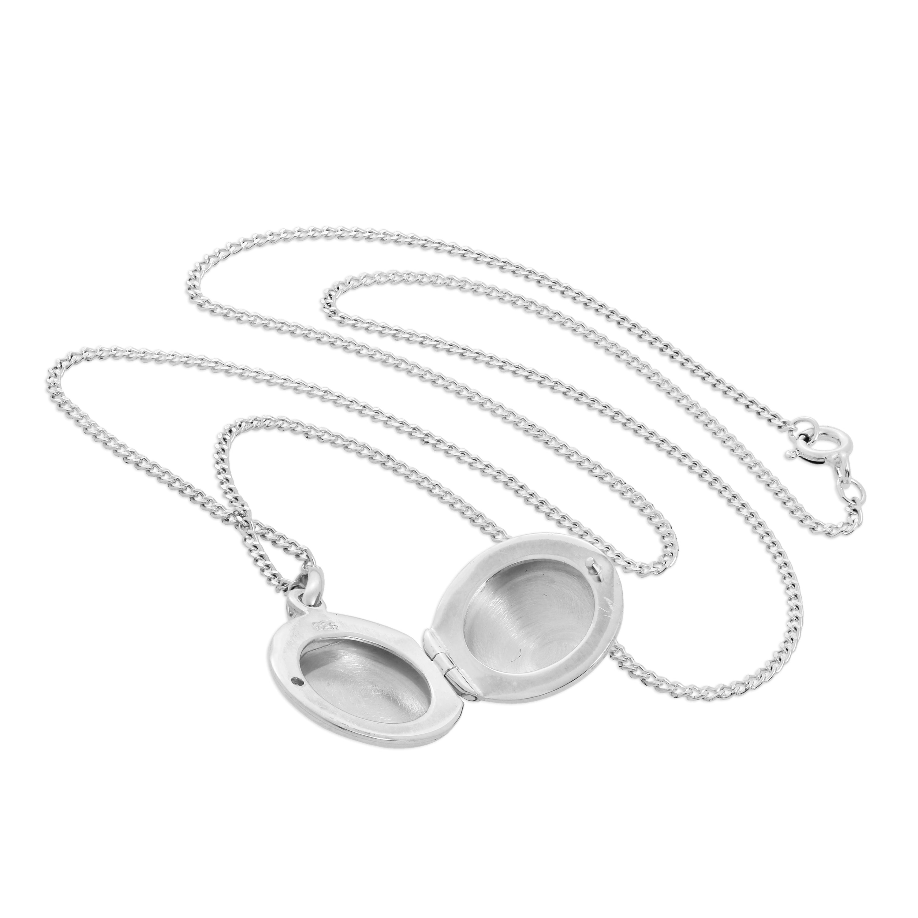 Einfaches rundes Medaillon aus Sterlingsilber mit Kette 14–32 Zoll