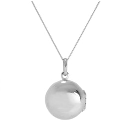 Einfaches rundes Medaillon aus Sterlingsilber mit Kette 14–32 Zoll