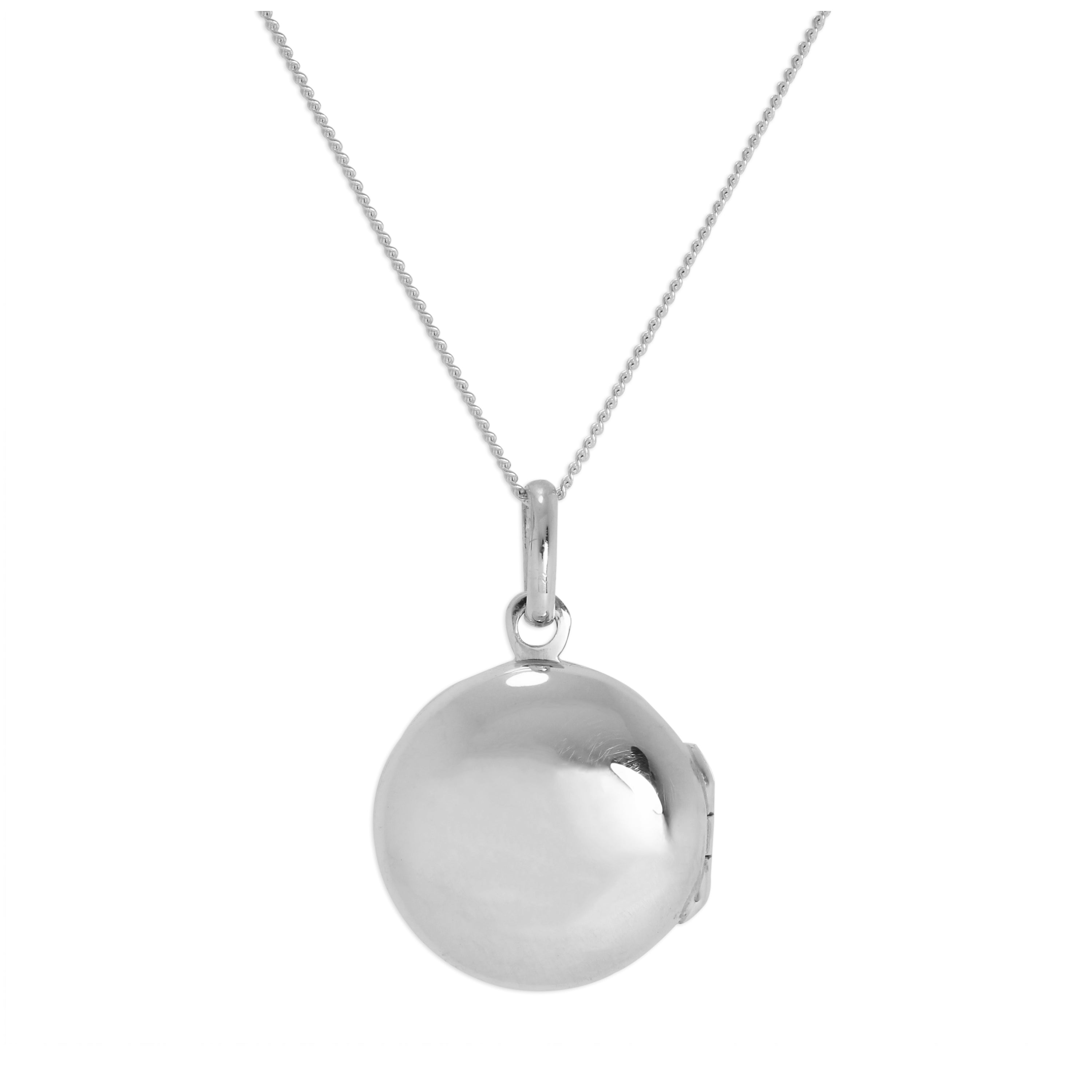 Einfaches rundes Medaillon aus Sterlingsilber mit Kette 14–32 Zoll
