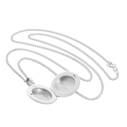 Rundes Medaillon aus Sterlingsilber mit Gravur an einer Kette, 14–32 Zoll