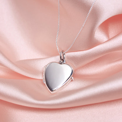 Gravierbares Herzmedaillon aus Sterlingsilber an einer Kette, 16–22 Zoll