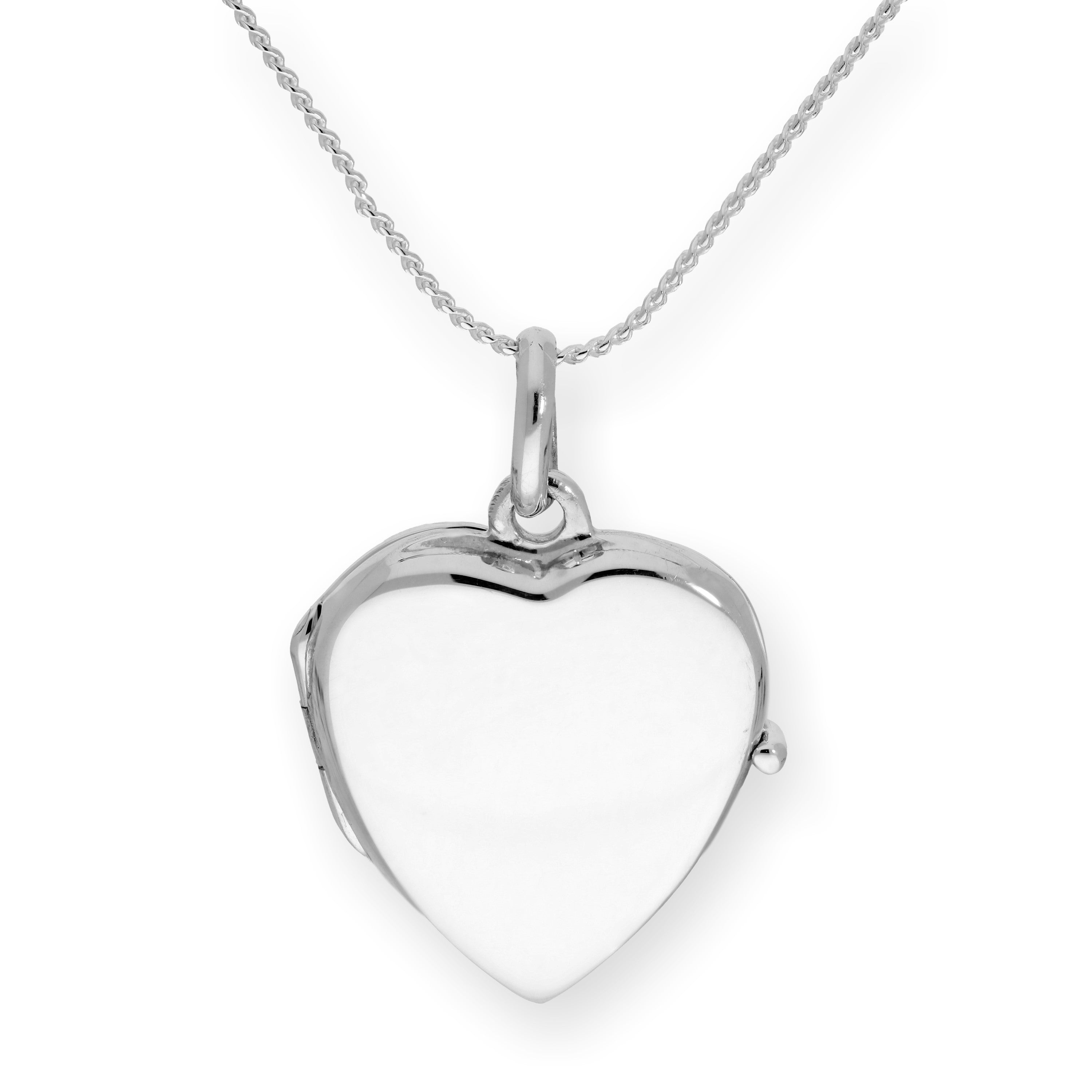 Gravierbares Herzmedaillon aus Sterlingsilber an einer Kette, 16–22 Zoll