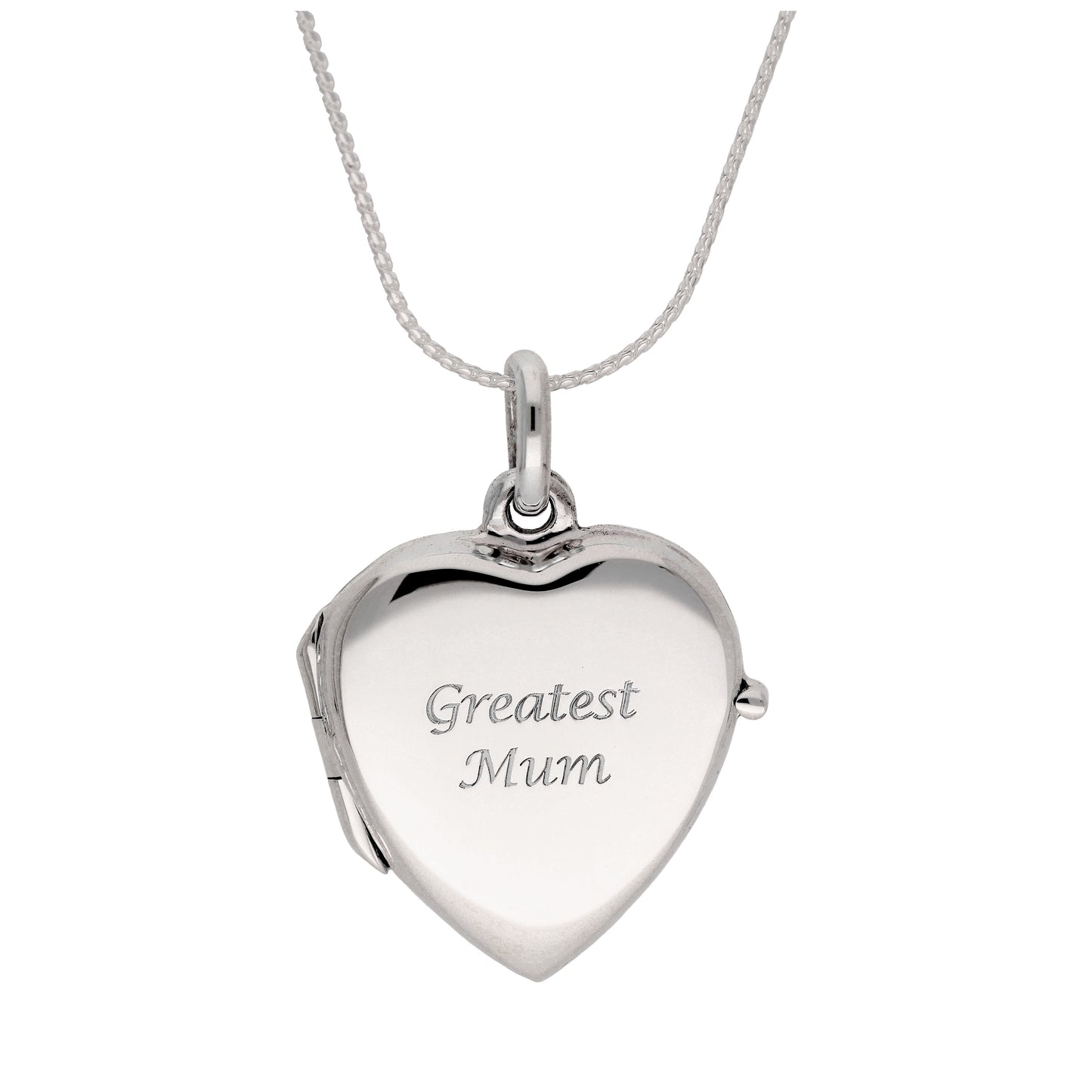 Gravierbares Herzmedaillon aus Sterlingsilber an einer Kette, 16–22 Zoll