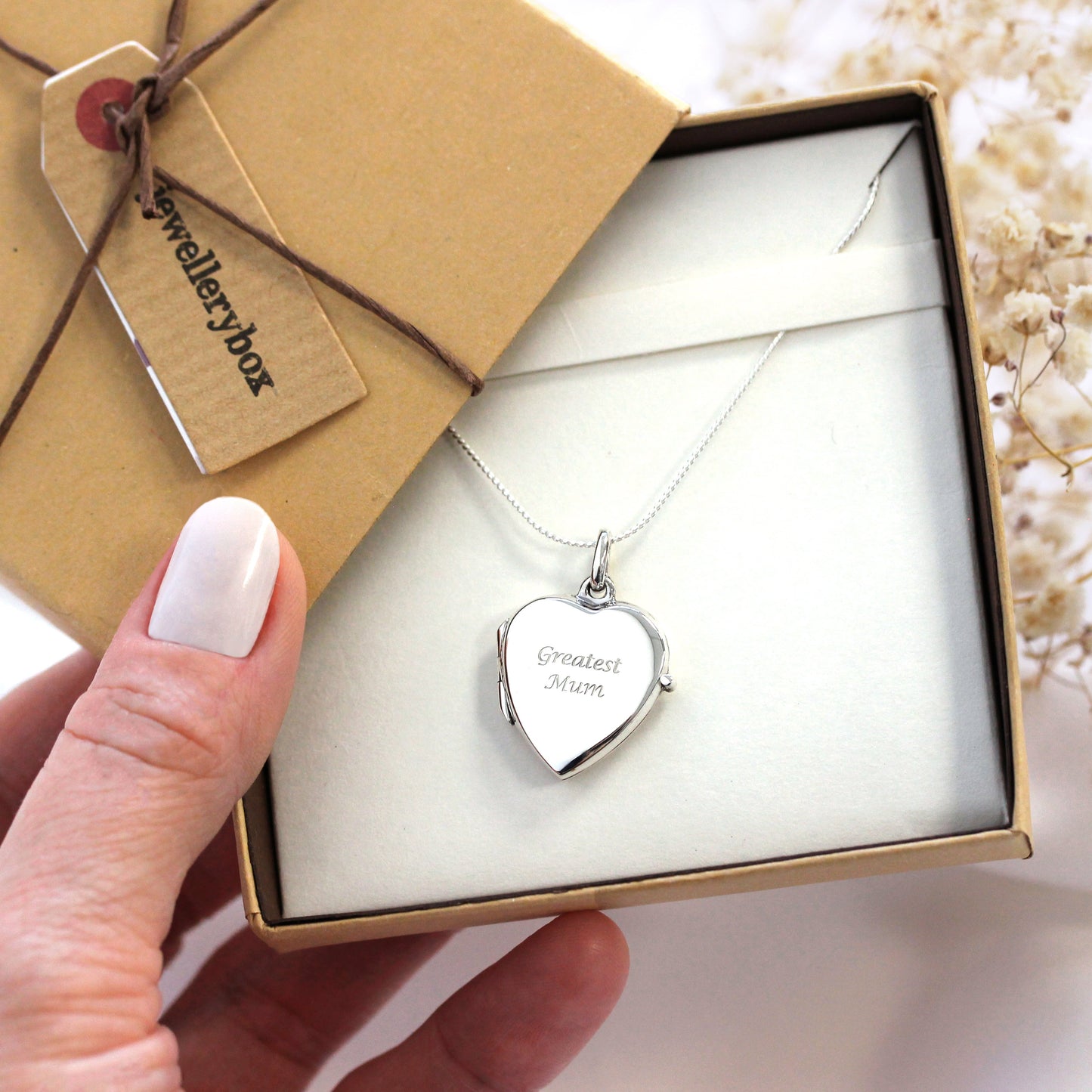 Gravierbares Herzmedaillon aus Sterlingsilber an einer Kette, 16–22 Zoll