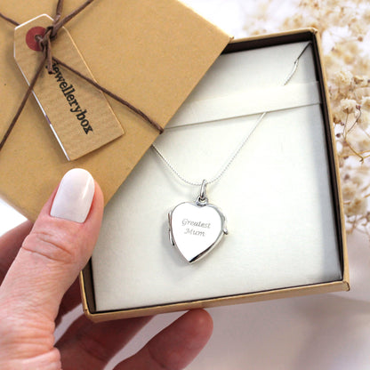 Gravierbares Herzmedaillon aus Sterlingsilber an einer Kette, 16–22 Zoll