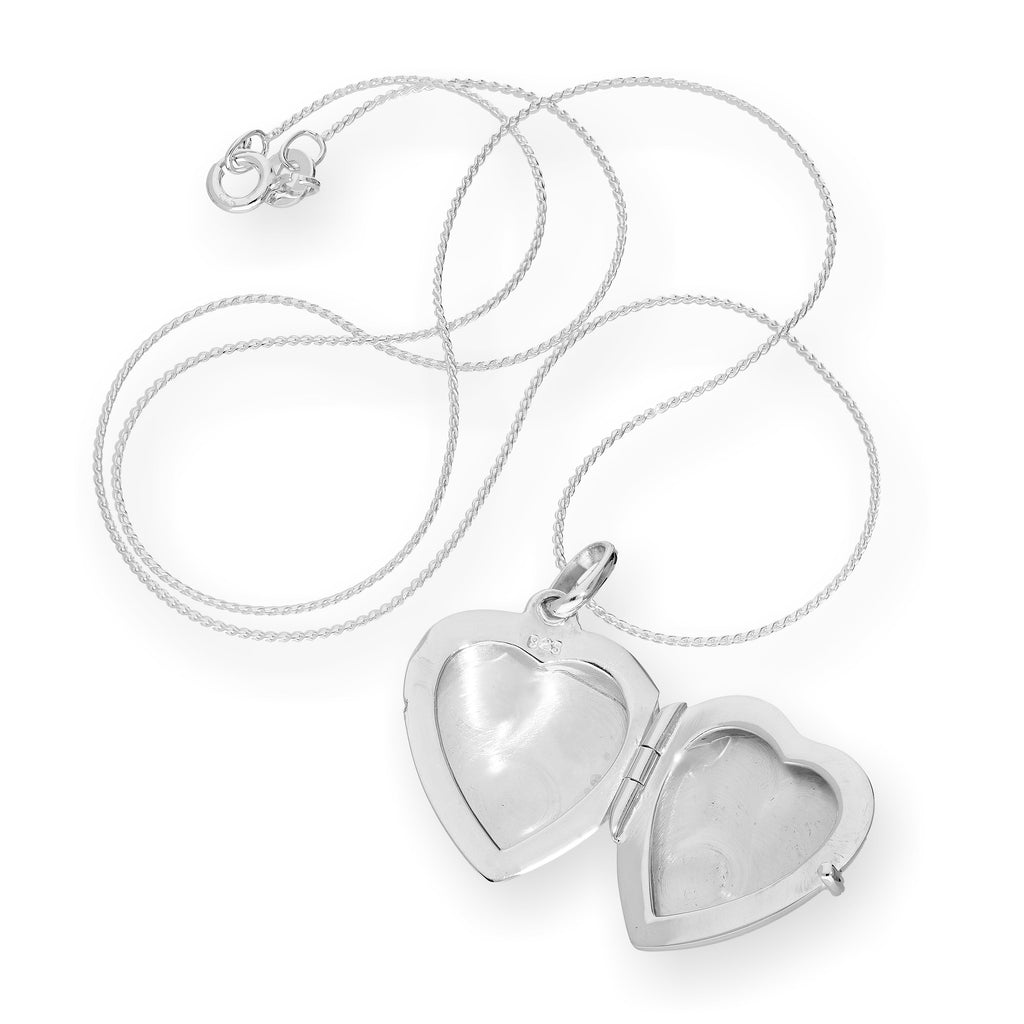 Sterlingsilber Graviertes Herzmedaillon an einer Kette 16 - 22 Zoll