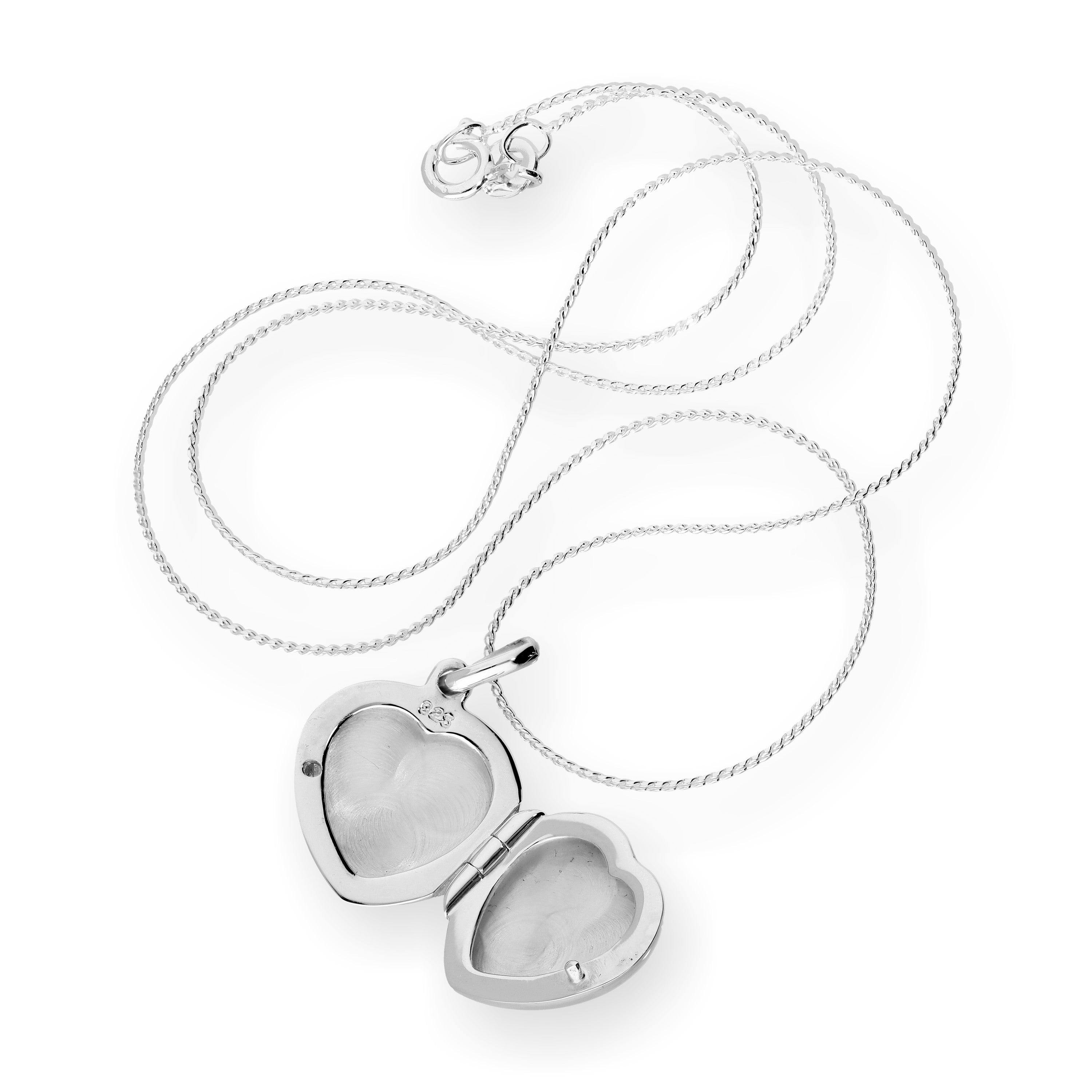 Sterlingsilber Gravierbares Herzmedaillon an einer Kette 16 - 22 Zoll