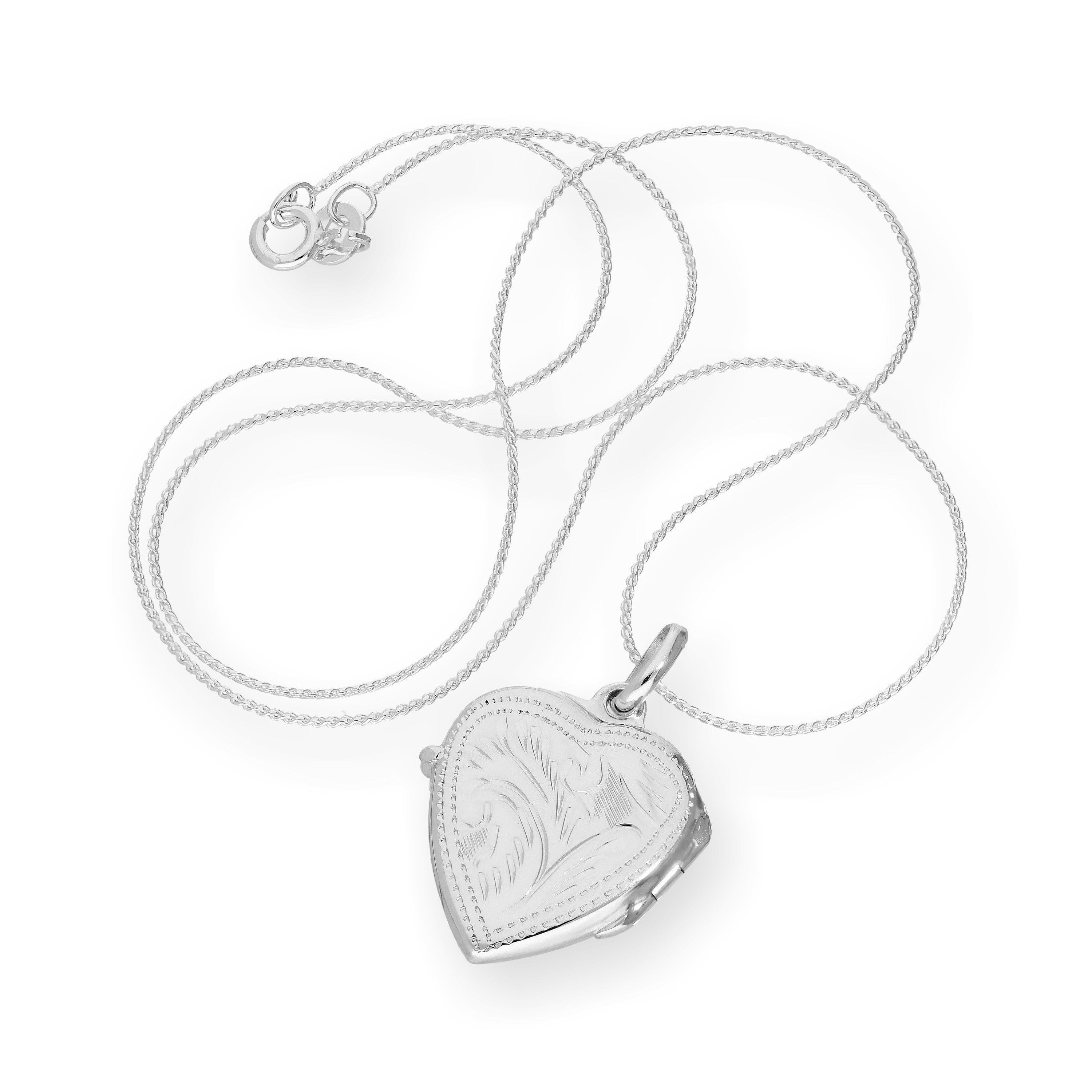 Sterlingsilber Gravierbares Herzmedaillon an einer Kette 16 - 22 Zoll