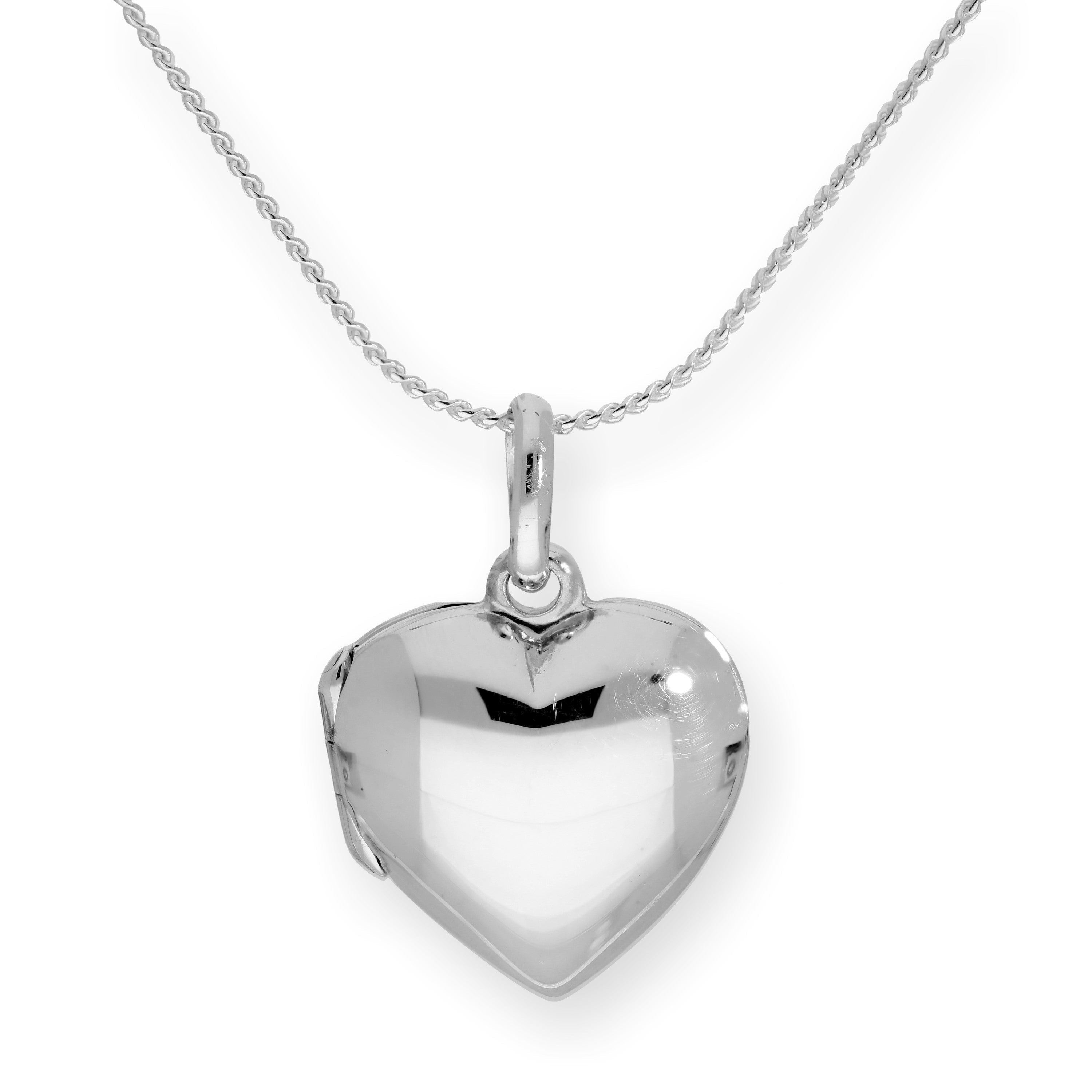 Sterlingsilber gravierbares Herzmedaillon mit Kette 16 - 22 Zoll