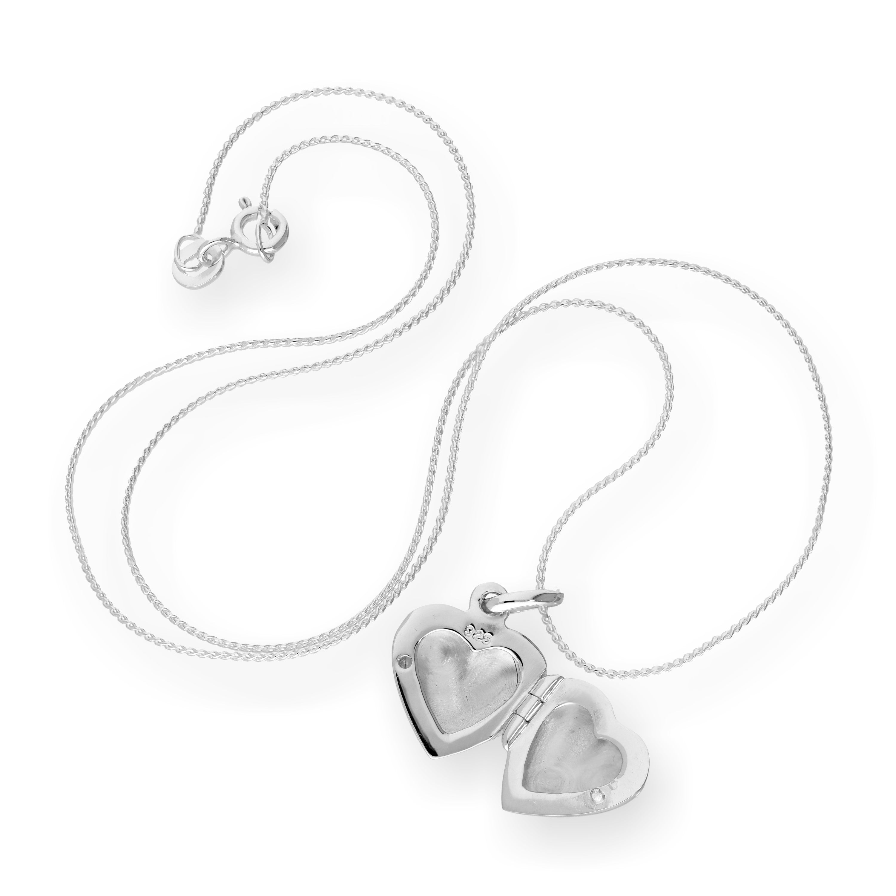 Sterlingsilber Medaillon mit Herz in 16 - 22 Zoll