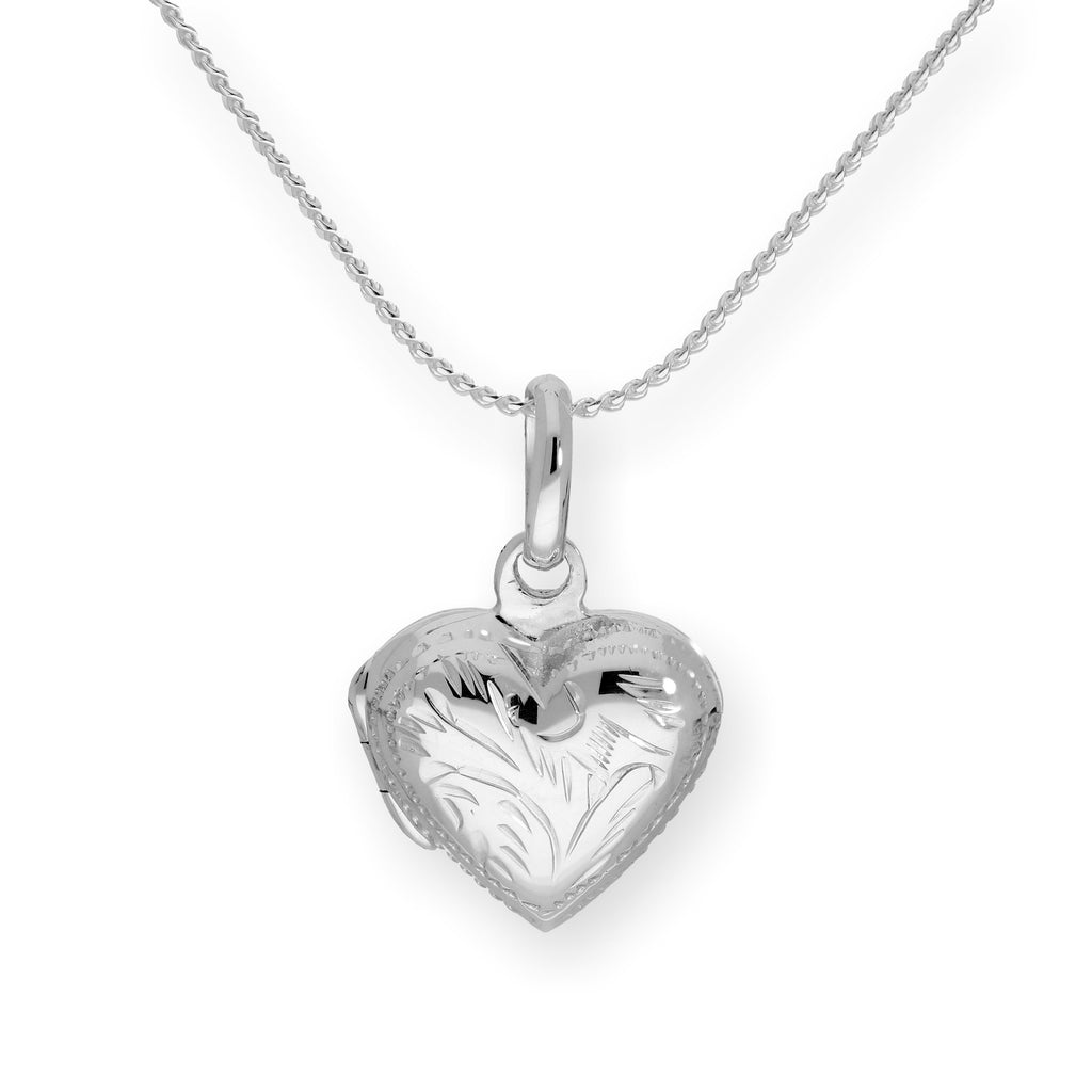Sterlingsilber Medaillon mit Herz auf Kette 40 - 55 cm