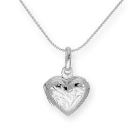 Sterlingsilber Medaillon mit Herz auf Kette 16 - 22 Zoll