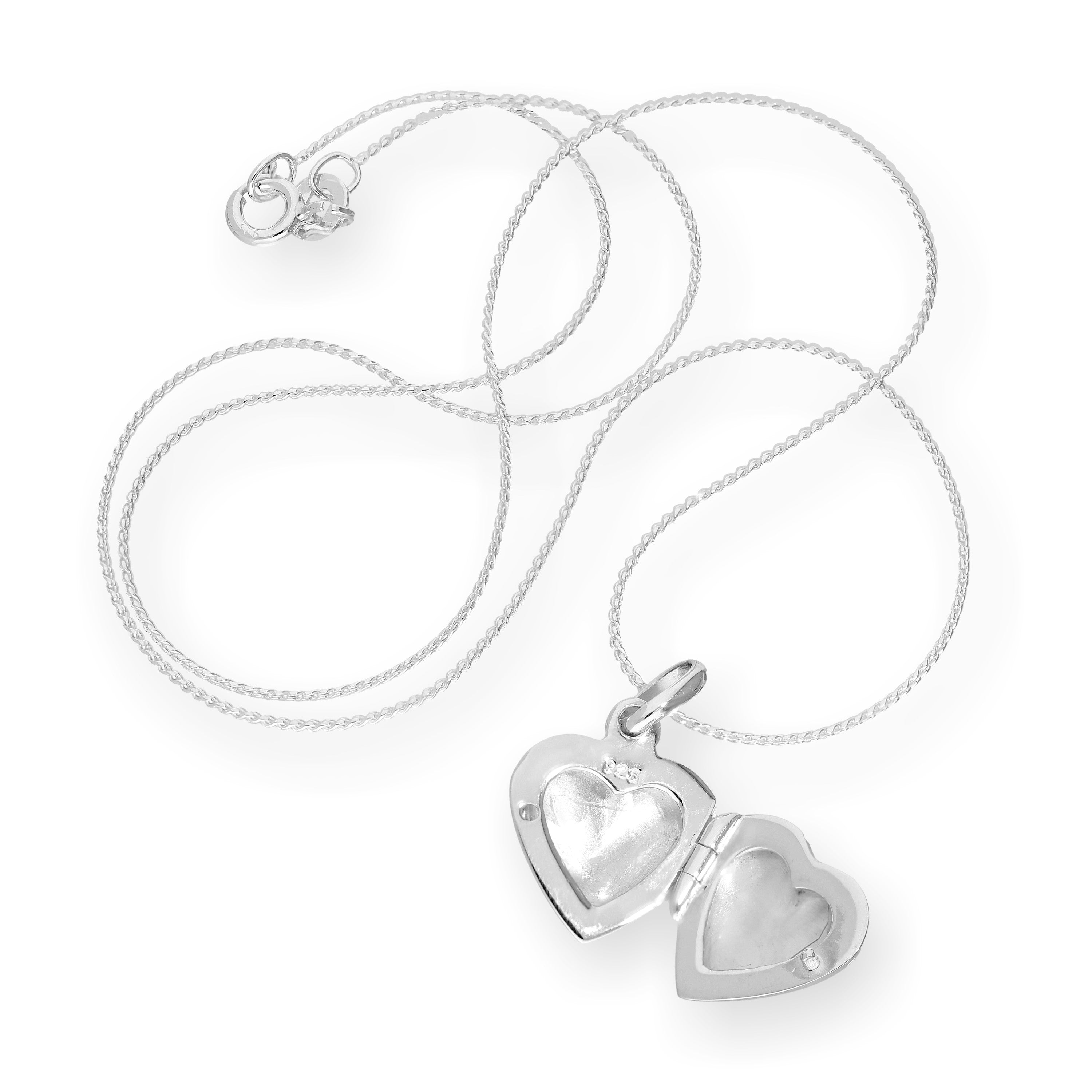 Sterlingsilber Medaillon mit Herz auf Kette 16 - 22 Zoll
