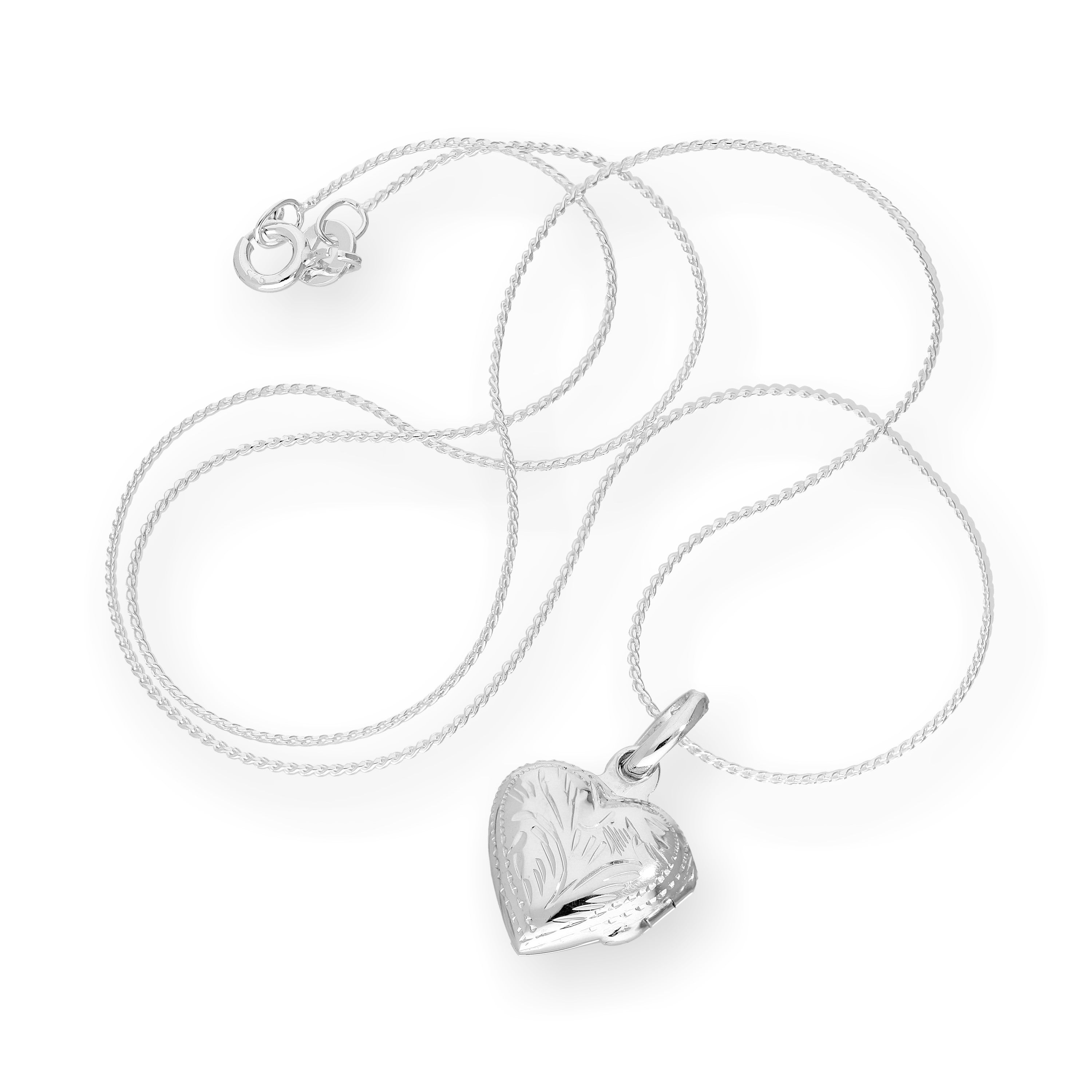Sterlingsilber Medaillon mit Herz auf Kette 16 - 22 Zoll