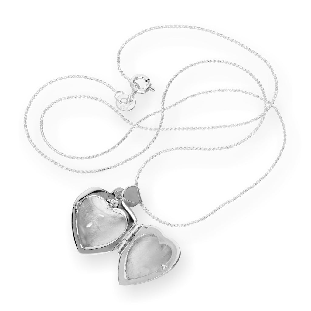Sterlingsilber gravierbares Medaillon mit Herz auf Kette 16 - 22 Zoll