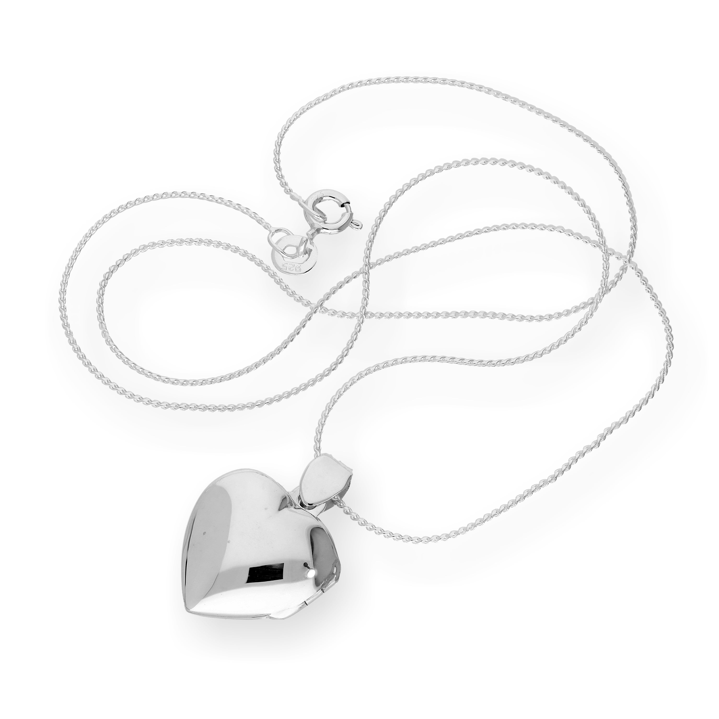 Sterlingsilber gravierbares Medaillon mit Herz auf Kette 16 - 22 Zoll