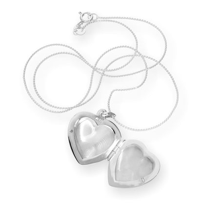 Sterling Silver Heart Engravable Locket on Chain 16 - 22 Inches