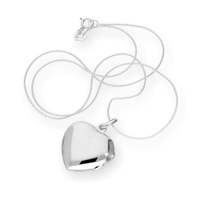 Sterling Silver Heart Engravable Locket on Chain 16 - 22 Inches