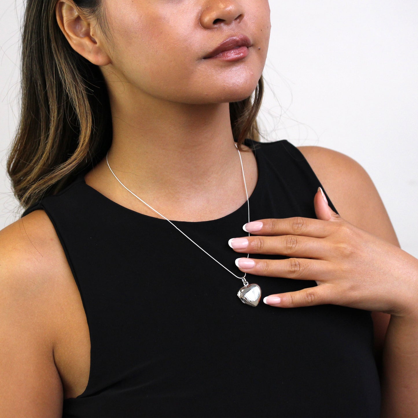 Sterling Silber Herz Medaillon mit Gravur an Kette 16 - 22 Zoll