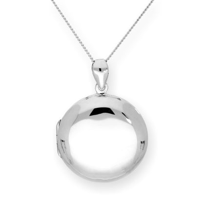 Großes gravierbares rundes Medaillon aus Sterlingsilber an einer Kette, 40–60 cm