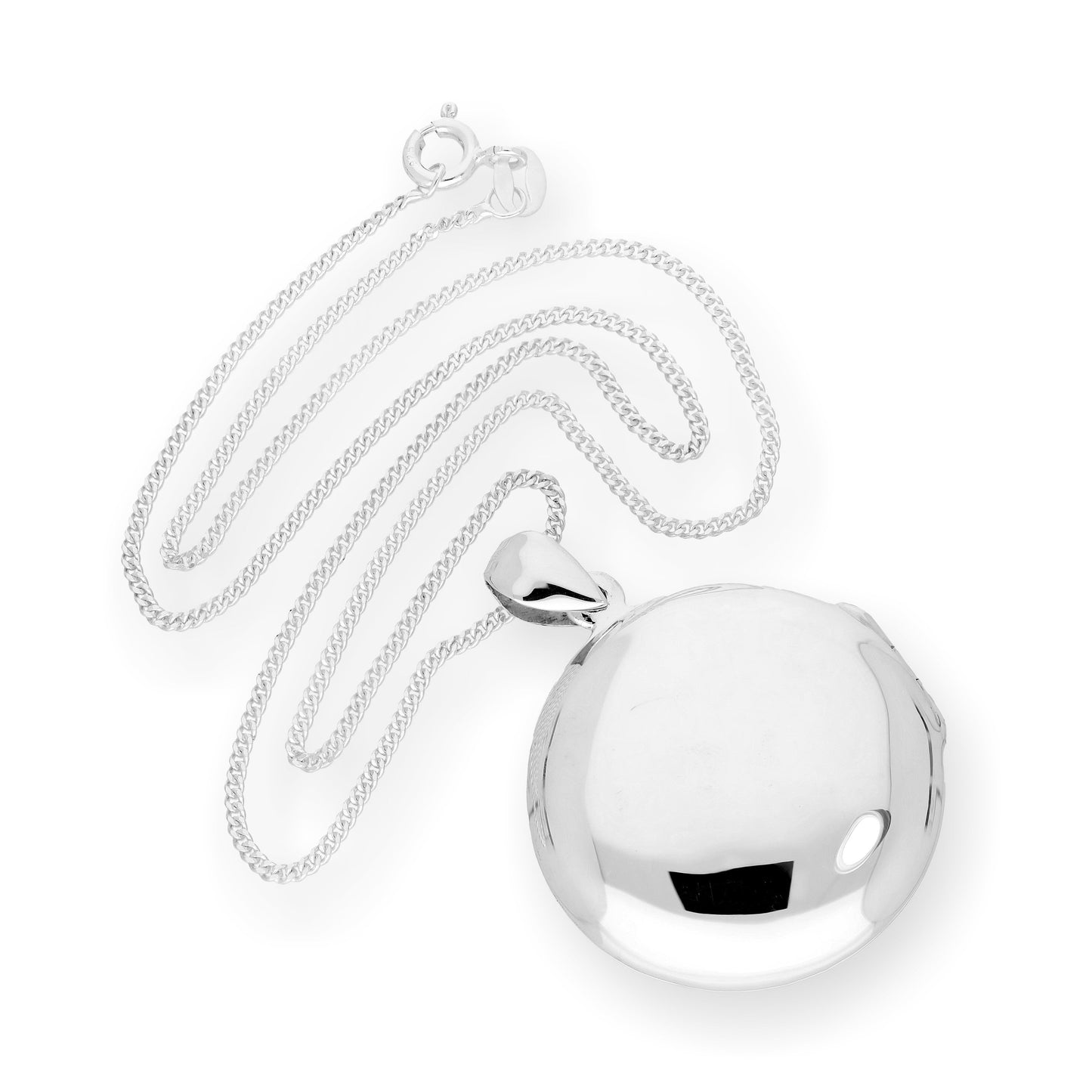 Large Sterling Silver Engravable Round Locket on Chain 16-24 Inches