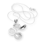 Winziges rundes Familien-Medaillon aus Sterlingsilber, gravierbar, für 4 Fotos, mit Kette, 35-70 cm