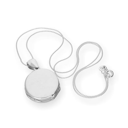 Sterling Silber 4 Foto gravierbares rundes Familienmedaillon an einer Kette 16 - 22 Zoll