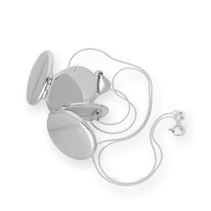 Sterling Silber 4 Foto gravierbares rundes Familienmedaillon an einer Kette 16 - 22 Zoll