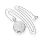 Graviertes rundes Familienmedaillon für 4 Fotos aus Sterlingsilber mit Kette, 40 - 60 cm