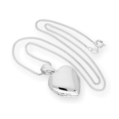 Sterling Silber 4 Foto gravierbares Herz-Familienmedaillon an einer Kette 16 - 24 Zoll