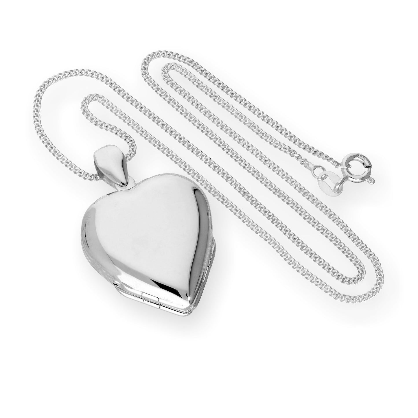 Großes Sterling Silber 4 Foto gravierbares Herz-Familienmedaillon an einer 16–24-Zoll-Kette