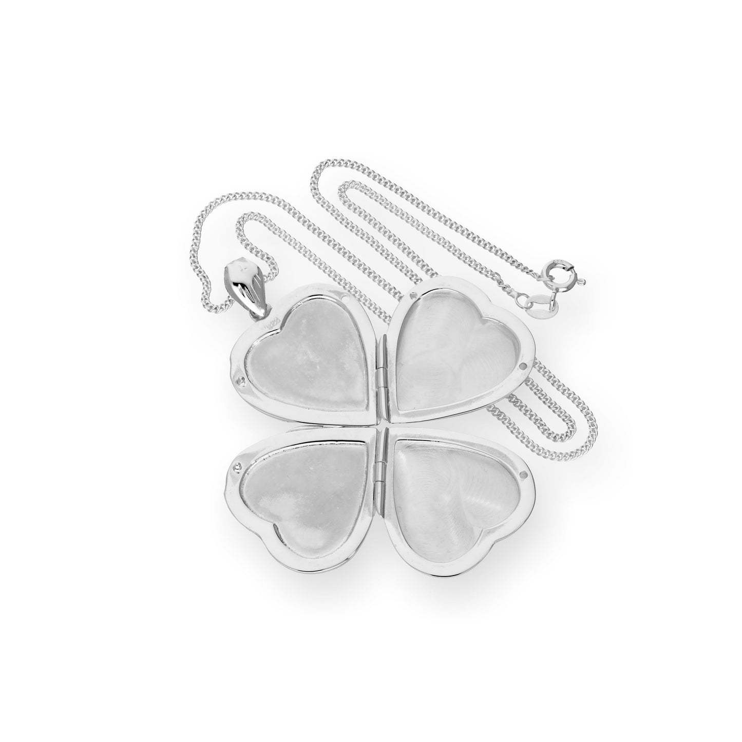 Großes Sterling Silber 4 Foto graviertes Herz-Familienmedaillon an einer Kette 16–24 Zoll