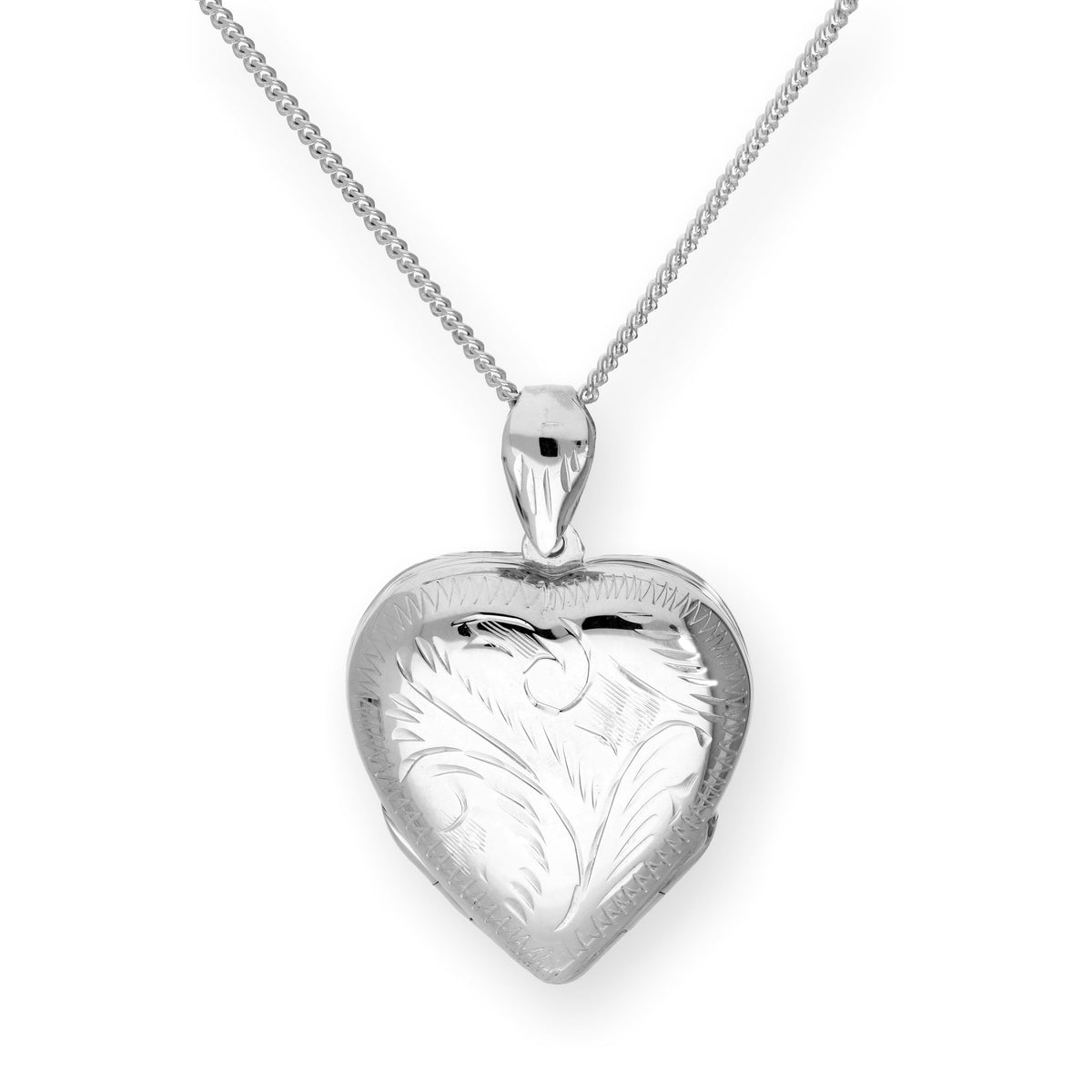 Großes Sterlingsilber 4 Foto graviertes Herz-Familienmedaillon an einer Kette 40–60 cm