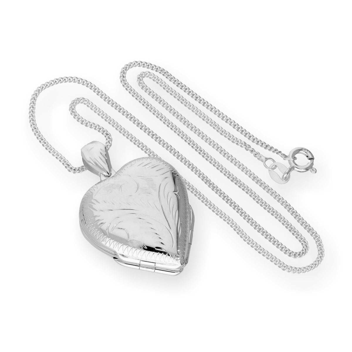 Großes Sterlingsilber 4 Foto graviertes Herz-Familienmedaillon an einer Kette 40–60 cm