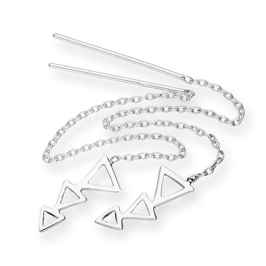 Sterlingsilber Dreifach Dreiecke Durchzieher Ohrringe