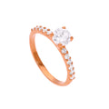 Roségold-beschichtetes Sterlingsilber & klarer CZ-Kristallring Größe J – W