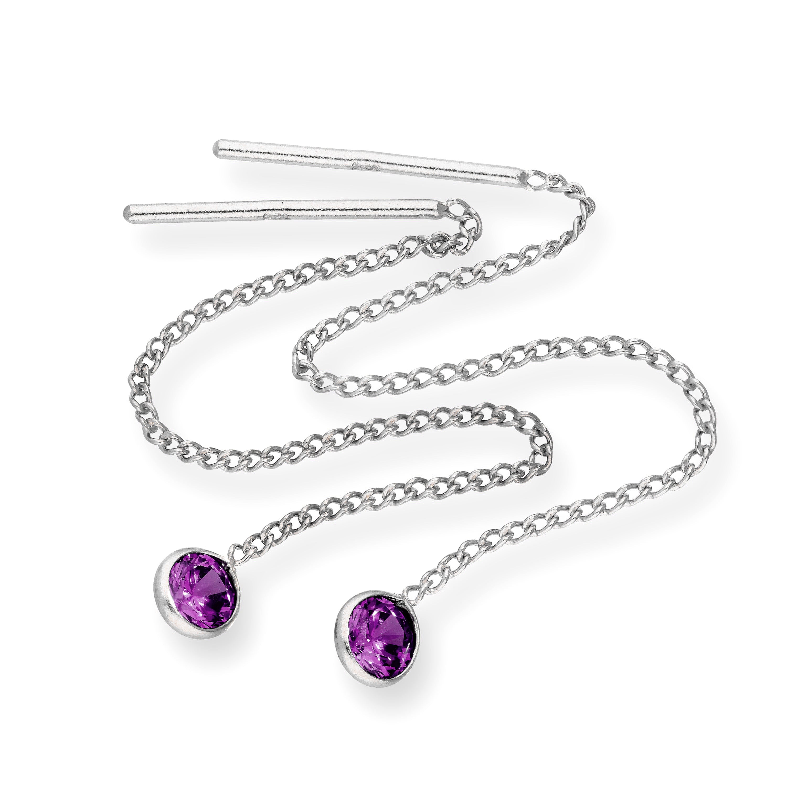 Sterlingsilber & runde CZ Kristall Geburtsstein Ohrringe