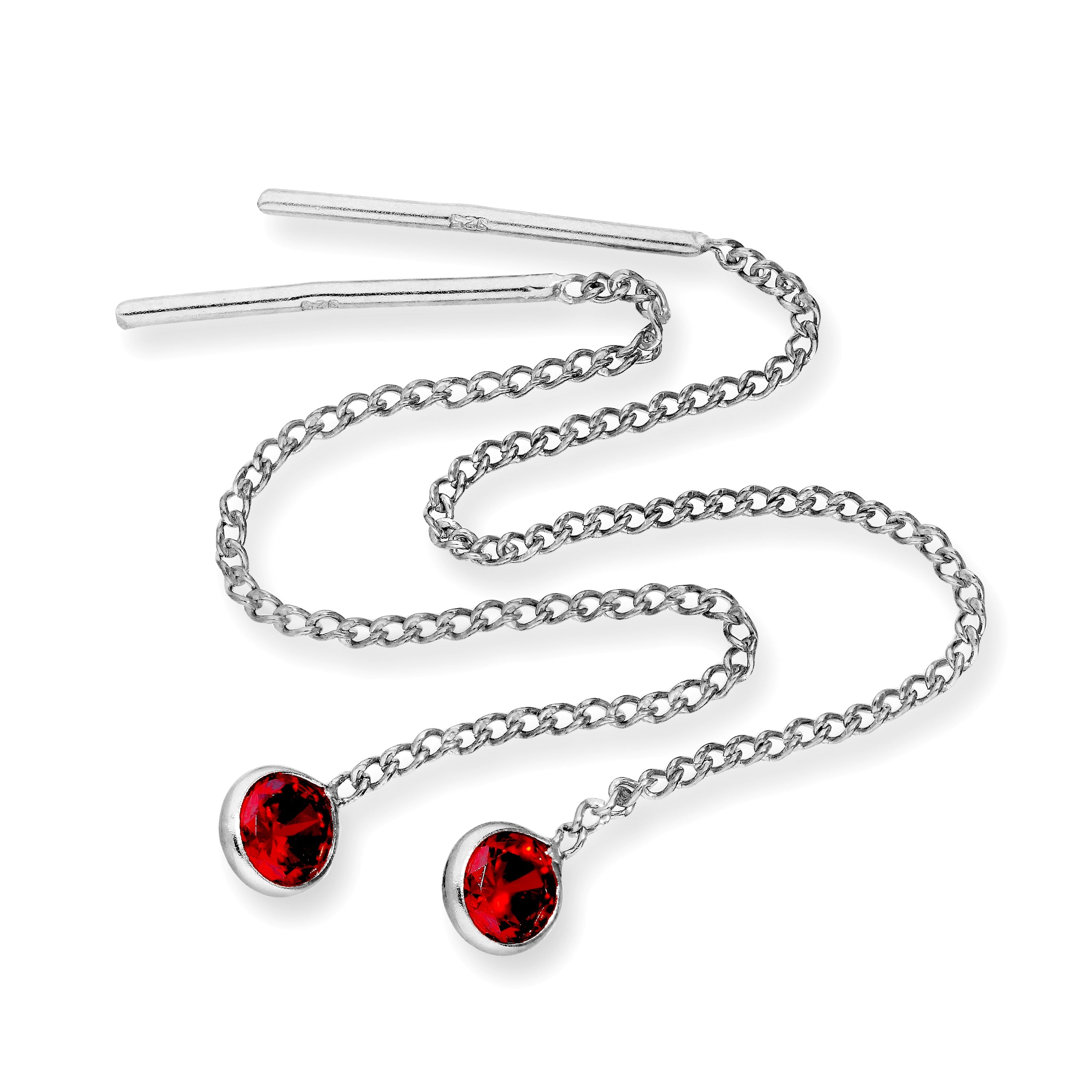 Sterlingsilber & runde CZ Kristall Geburtsstein Ohrringe