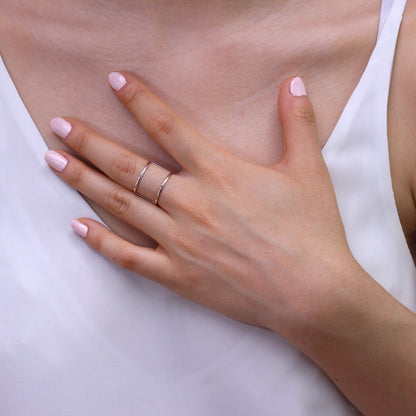 Sterling-Silber-Doppelbandring Größe I – W